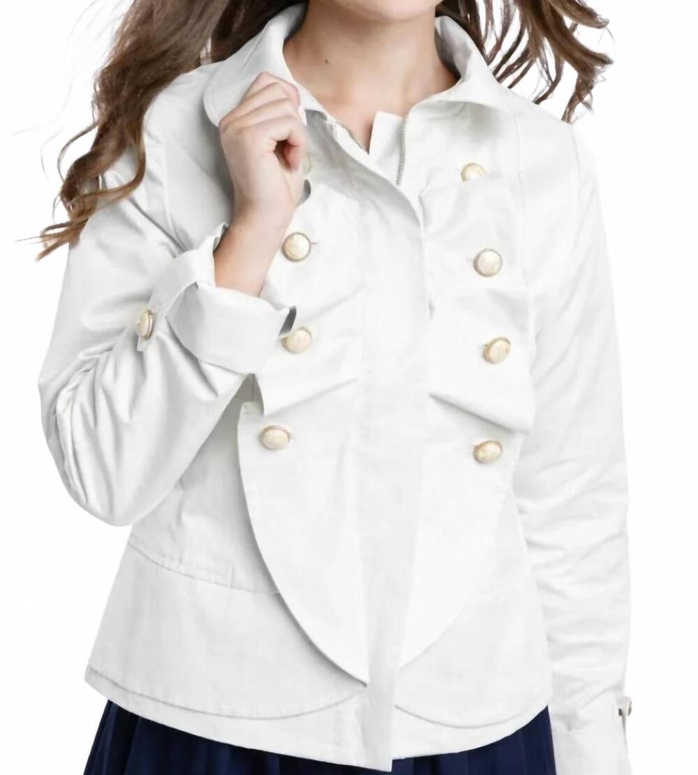 NEW THE BURGESS COLLECTION victoria short trench coat in white